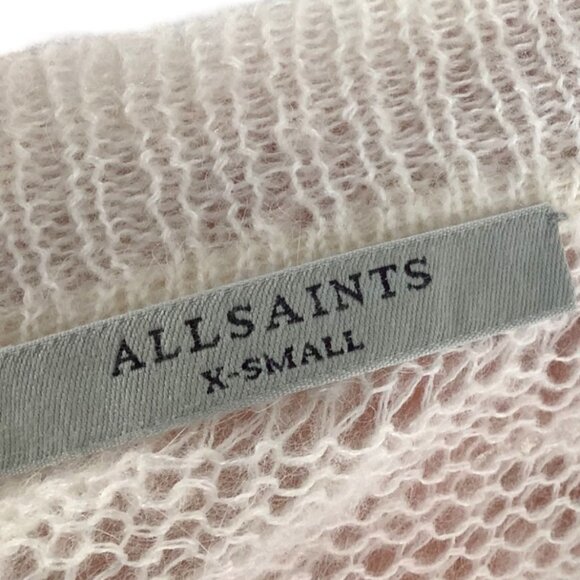 ALLSAINTS Cole Wool and Alpaca Cropped Cardigan Sweater XS Open Knit Chalk White - Picture 11 of 12